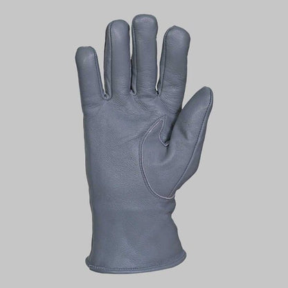 Grey Leather Glove with Faux Fur Lining