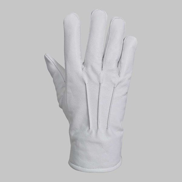 White Leather Glove with Faux Fur Lining