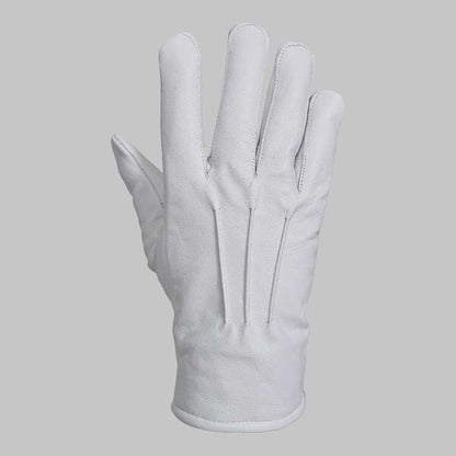 White Leather Glove with Faux Fur Lining