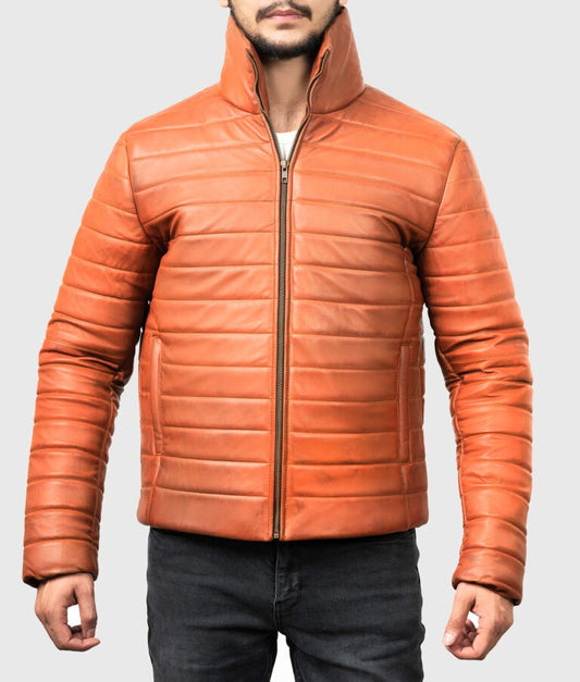 Lee Men’s Brown Classic Leather Bomber Jacket