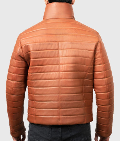 Lee Men’s Brown Classic Leather Bomber Jacket
