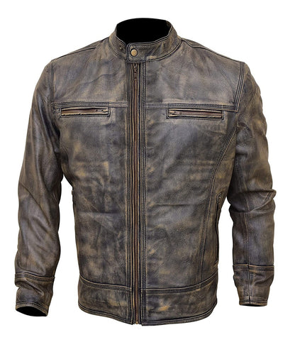 Connor Men’s Brown Distressed Vintage Cafe Racer Leather Jacket