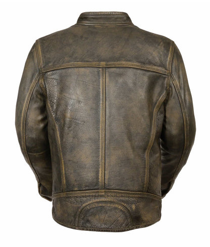 Connor Men’s Brown Distressed Vintage Cafe Racer Leather Jacket