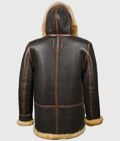 Connor Men’s Dark Brown B-7 Shearling Bomber Leather Jacket