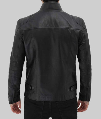 Daniel Men’s Black Real Leather Classic Biker Jacket