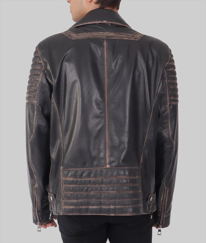 Dave Men’s Brown Distressed Biker Leather Jacket