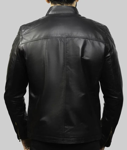 Diaz Men’s Black Real Leather Biker Jacket