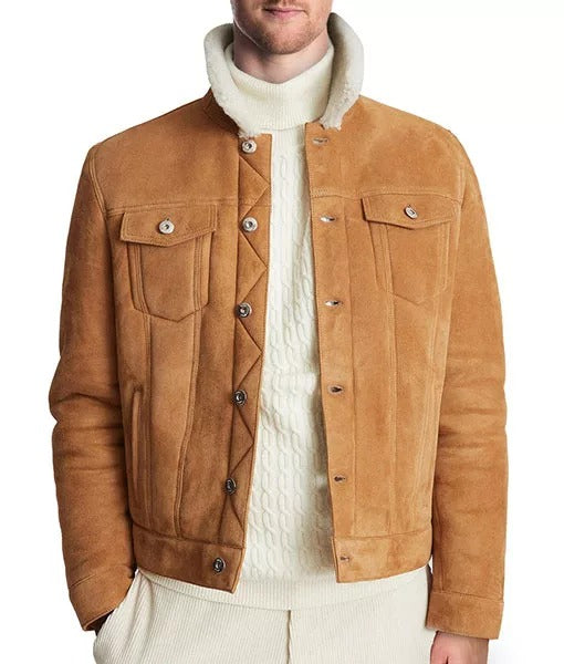 Donovon Men’s Sherpa Lined Denim Trucker Jacket