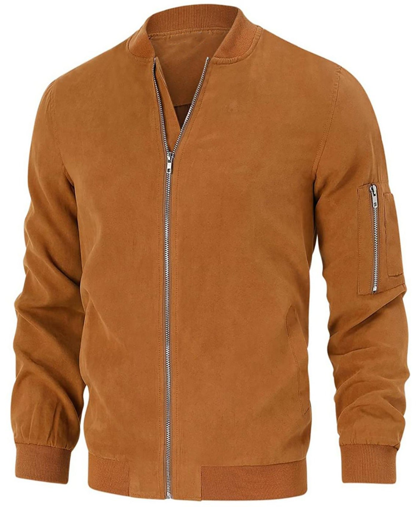 Eliam Men’s Brown Suede Modern Flight Bomber Jacket