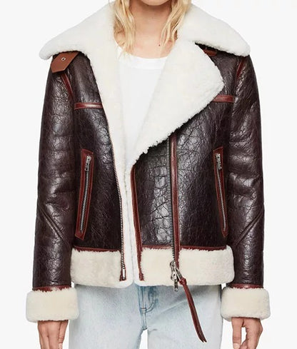 Elinor Women’s Choco Brown Shearling Leather Jacket