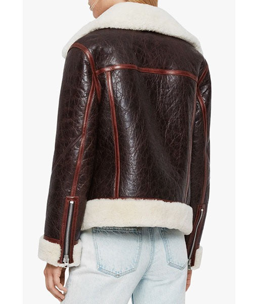 Elinor Women’s Choco Brown Shearling Leather Jacket