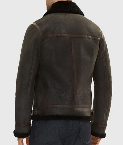 Alberto Men’s Classic Brown G-1 Bomber Aviator Leather Jacket