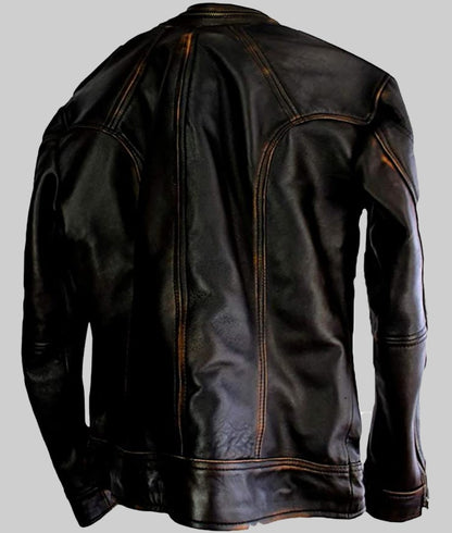 Elliot Men’s Brown Distressed Cafe Racer Leather Jacket