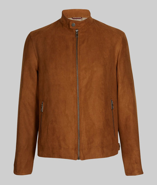 Evander Men’s Brown Suede Cafe Racer Jacket