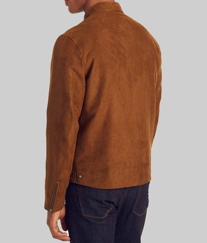 Evander Men’s Brown Suede Cafe Racer Jacket