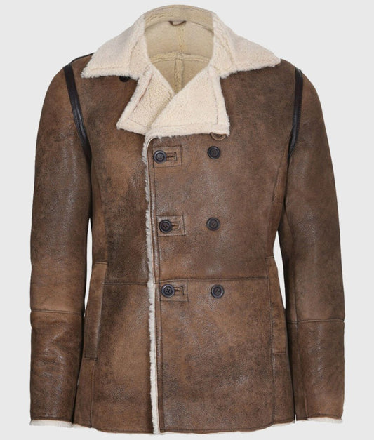 Faith Men’s Brown Distressed Leather Aviator Jacket