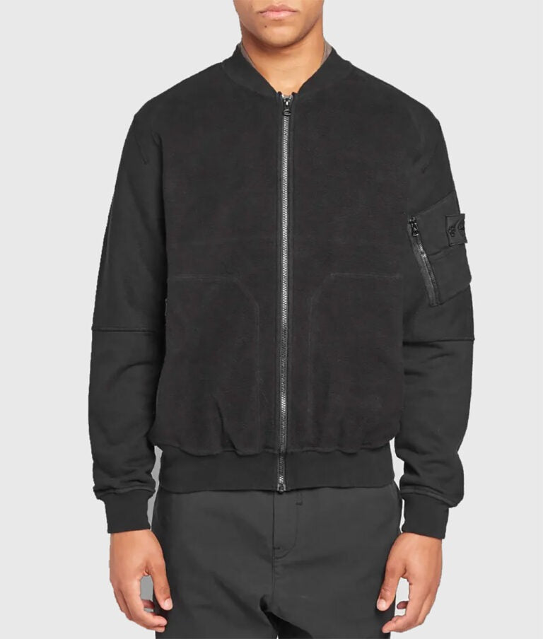 Fend Men’s Black Suede Leather Bomber Jacket