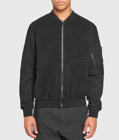 Fend Men’s Black Suede Leather Bomber Jacket