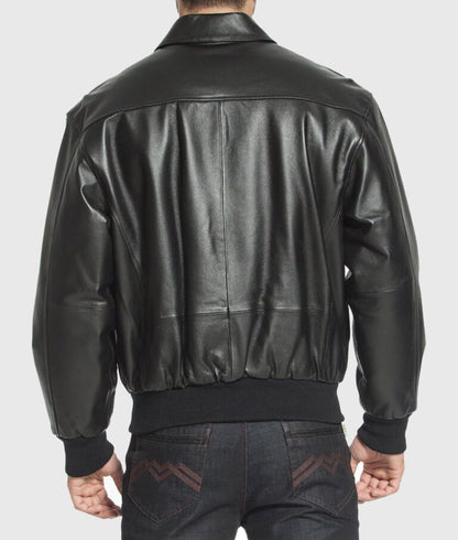 Flight Men’s Black A-2 Aviator Bomber Leather Jacket