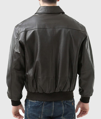 Men’s Flight Brown A-2 Aviator Bomber Leather Jacket