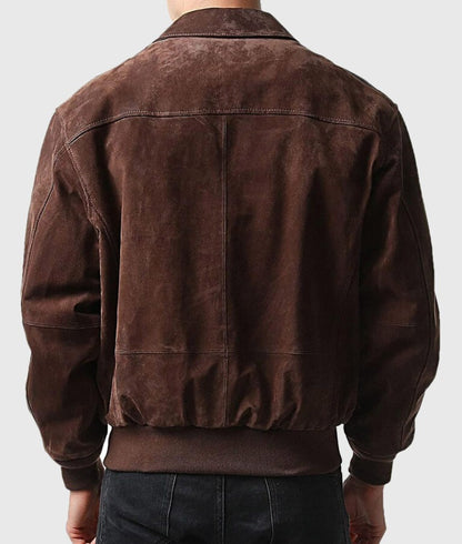 Flight Men’s Brown Suede A-2 Aviator Bomber Leather Jacket