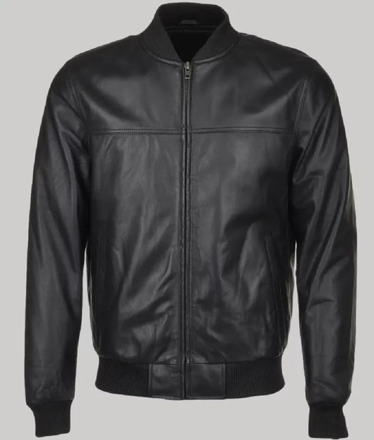 Gabriel Men’s Sleek Black Leather Bomber Jacket