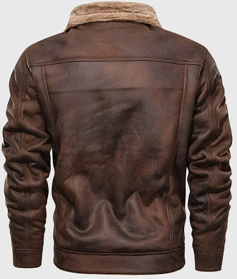 Nathan Men’s Distressed Brown G-1 Flight Bomber Leather Jacket