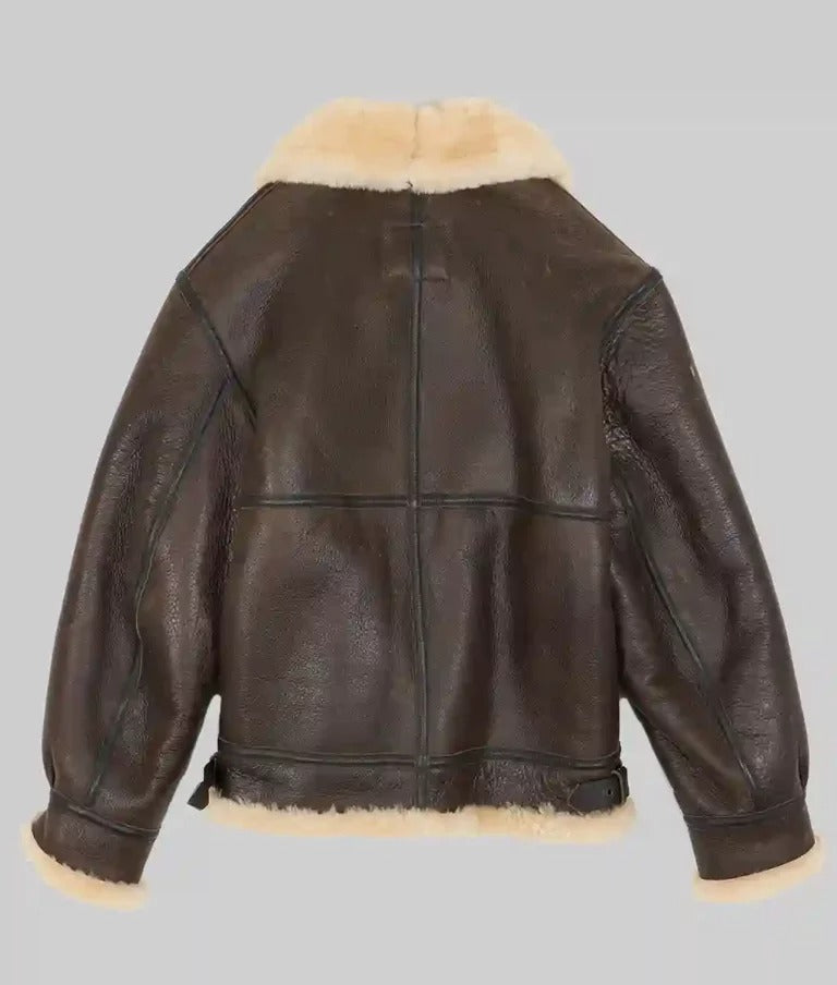 Gerald Men’s Brown B-3 Shearling Leather Bomber Aviator Jacket