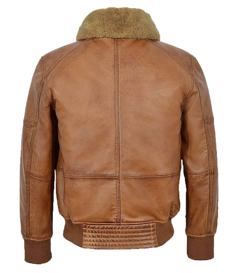 Jackson Men’s Distressed Brown Vintage Leather Bomber Jacket