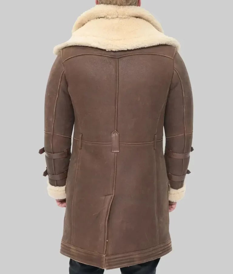 Greg Men’s Brown Shearling Bomber Leather Winter Coat