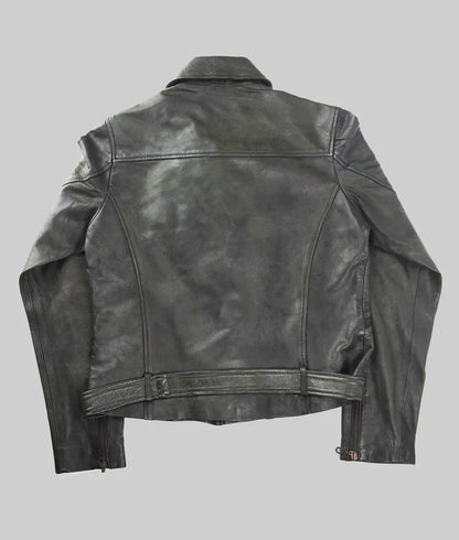 Greg Men's Grey Distressed Biker Leather Jacket