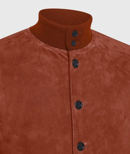Gunther Men's Classic Brown Suede Bomber Jacket