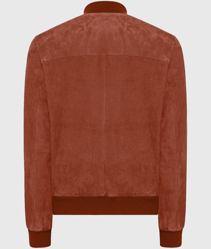 Gunther Men’s Brown Suede Leather Bomber Jacket