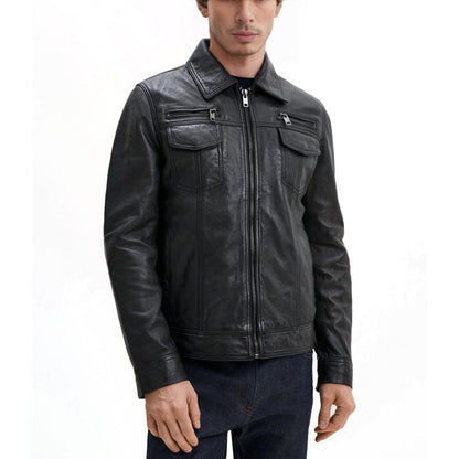 Handmade Black Veg-Tanned Leather Jacket – Premium Vegetable Tanned Outerwear