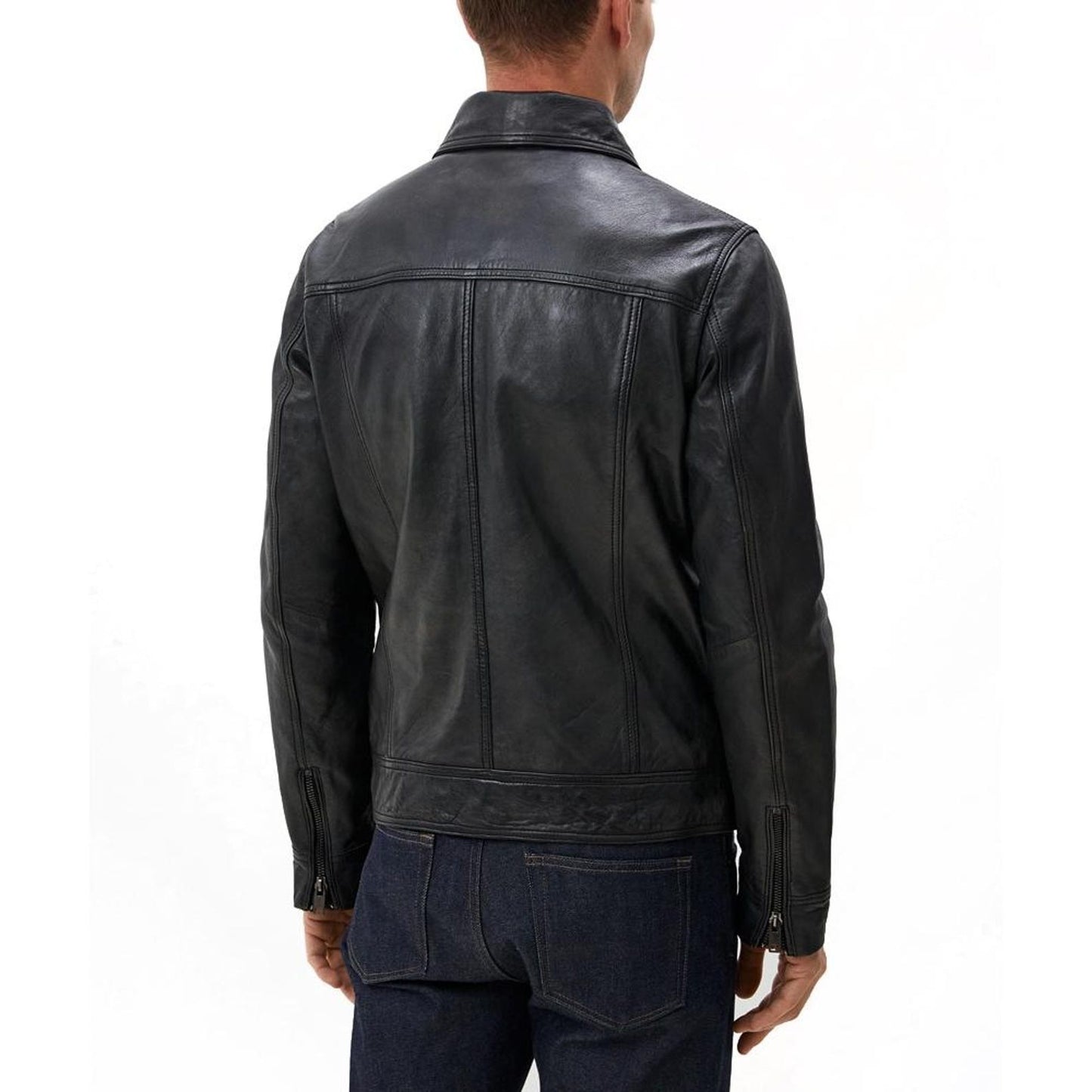 Handmade Black Veg-Tanned Leather Jacket – Premium Vegetable Tanned Outerwear
