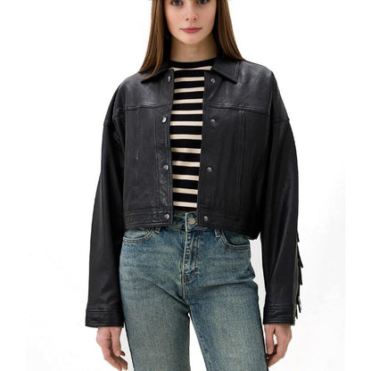 Handmade Fringed Veg-Tanned Leather Biker Jacket – Oversized Western Style Outerwear
