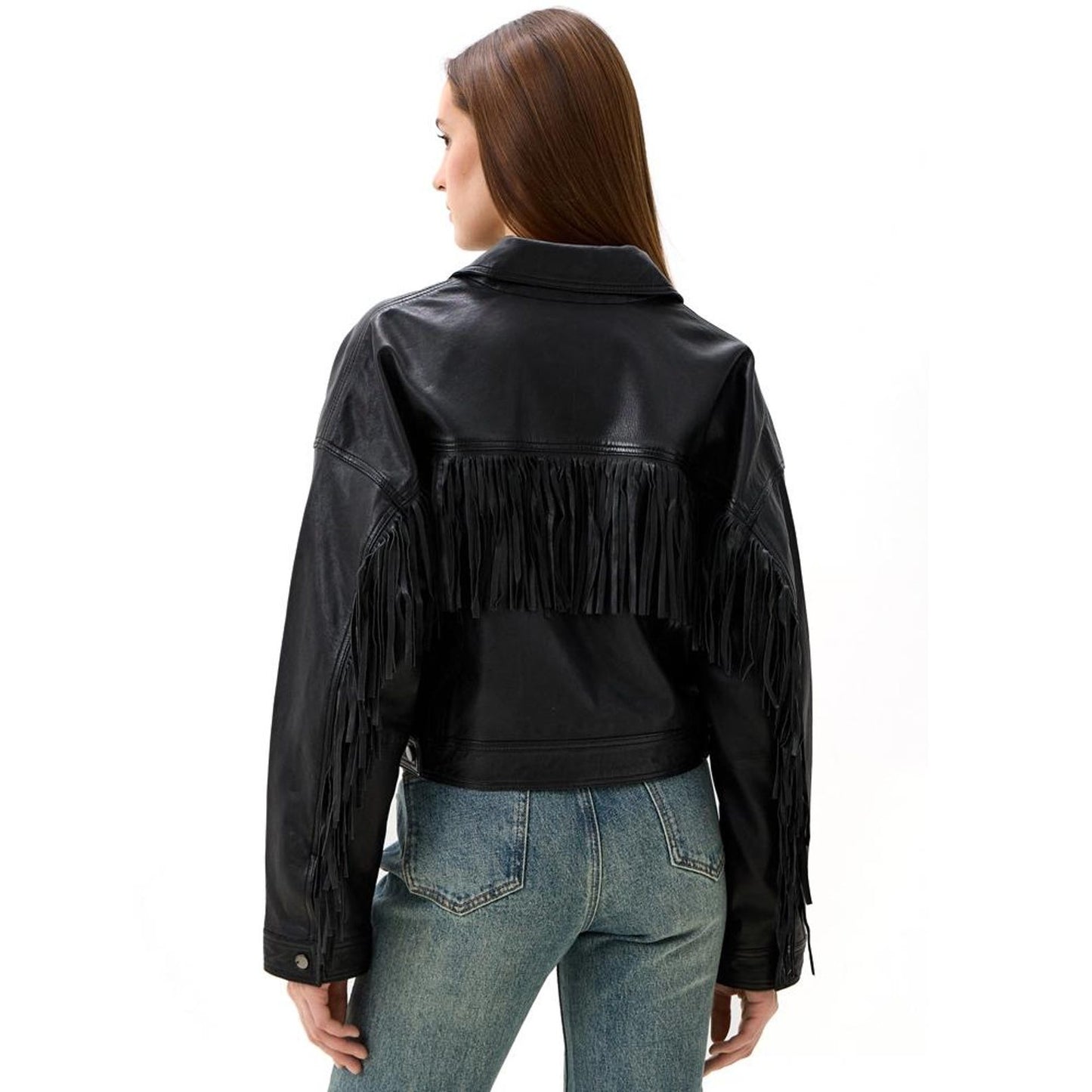 Handmade Fringed Veg-Tanned Leather Biker Jacket – Oversized Western Style Outerwear