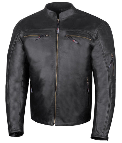 Hayden Men’s Black Urbane Cafe Racer Leather Jacket
