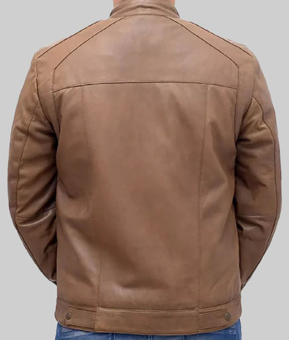Men’s Heavy-Duty Brown Real Leather Bomber Jacket