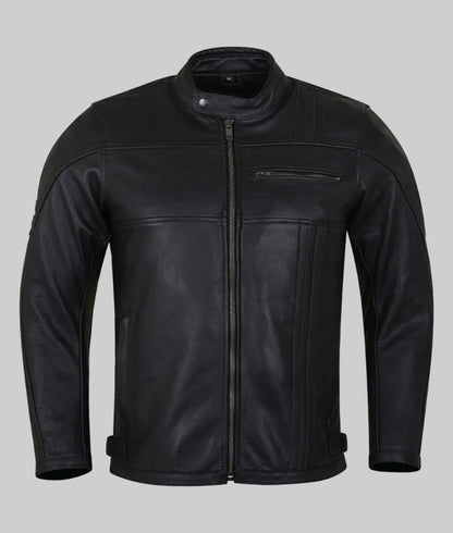 Henry Men’s Black Rugged Cafe Racer Leather Jacket