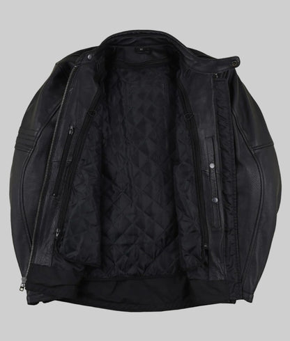 Henry Men’s Black Rugged Cafe Racer Leather Jacket