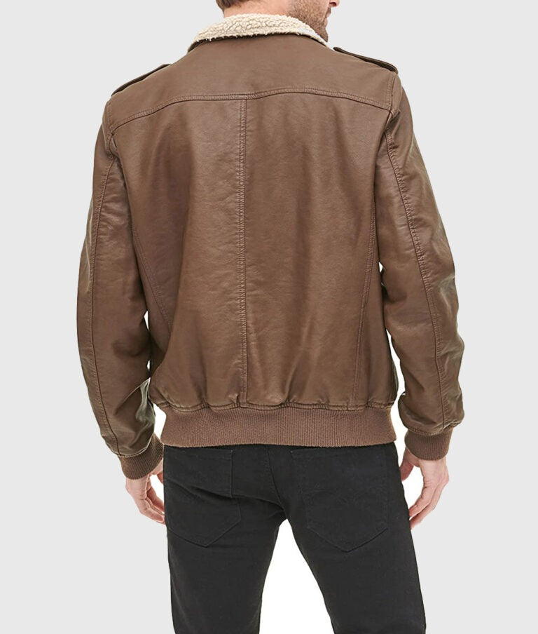 Henry Men’s Classic Brown Leather Bomber Jacket