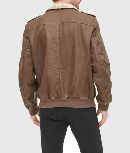 Henry Men’s Classic Brown Leather Bomber Jacket