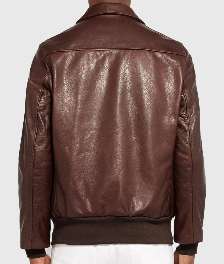 Classic Men’s Brown A-2 Leather Bomber Jacket