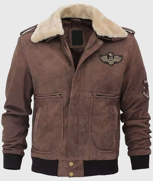 Houston Men’s Brown Leather Bomber Jacket – Rugged, Refined & Ready