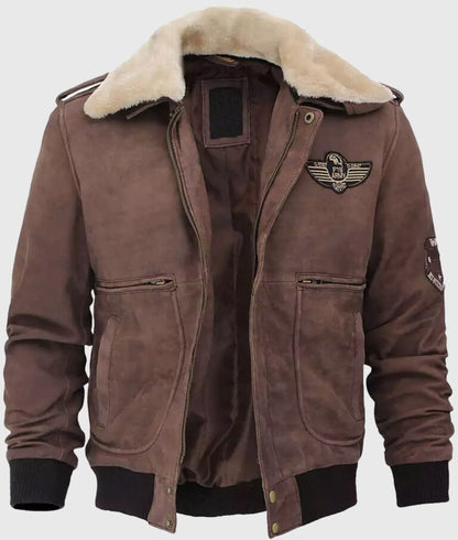 Houston Men’s Brown Leather Bomber Jacket – Rugged, Refined & Ready