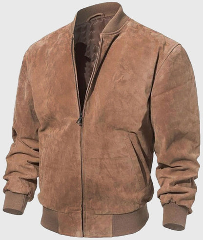 Donald Men’s Classic Brown Suede Bomber Jacket