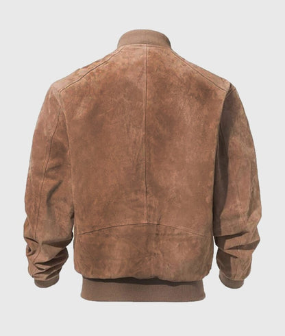 Donald Men’s Brown Suede Leather Bomber Jacket