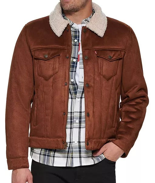 Jackson Men’s Brown Classic Leather Trucker Jacket