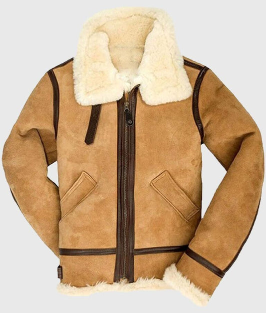 Jake Men’s B-3 Shearling Brown Leather Aviator Jacket